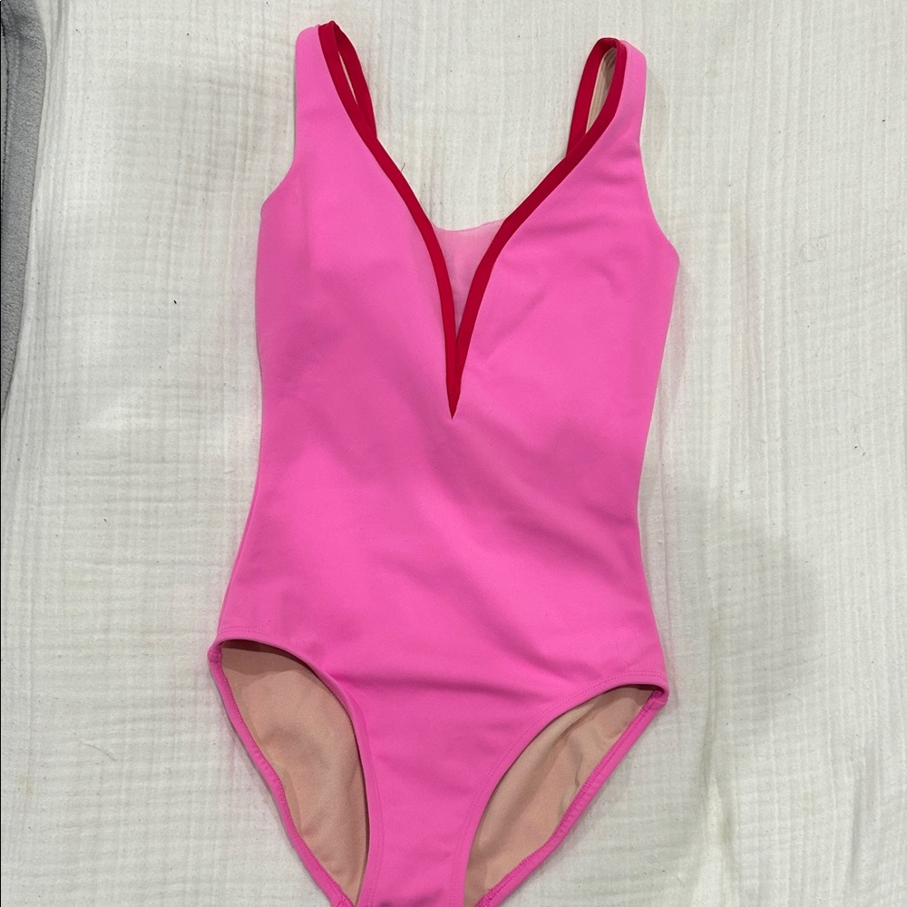 Jo + Jax  AXS  leotard pink with red trim beautiful color combo